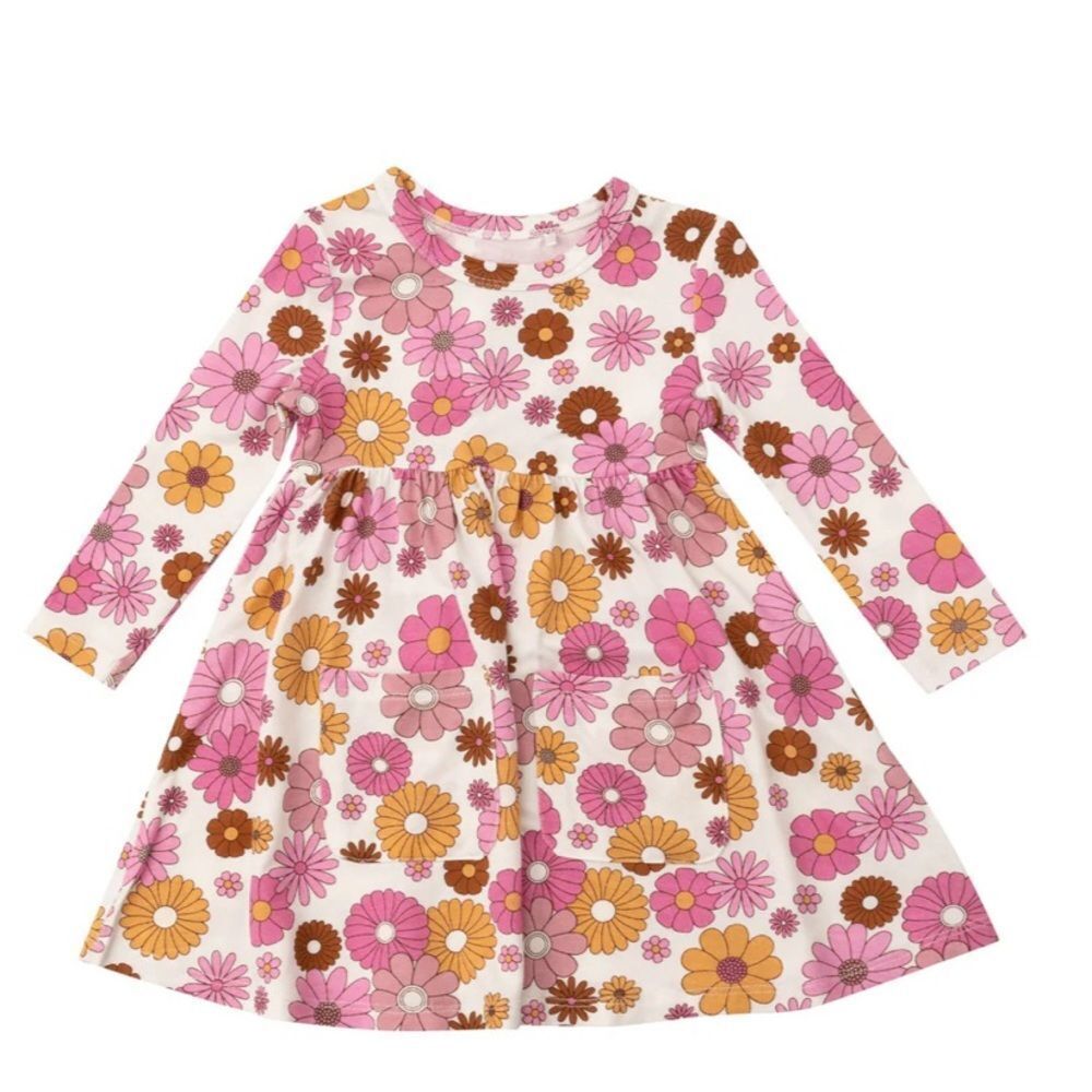 Angel Dear Twirly Dress Long Sleeve Retro Floral, Size 18-24 Months NWT